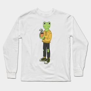 Frog boy holding a plant Long Sleeve T-Shirt